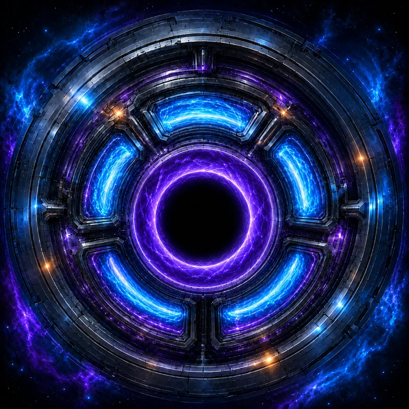 EJECTA: Event Horizon app icon showing a cosmic ring around a black hole in blue and purple.